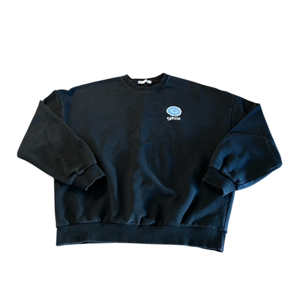 ANOTHER In Seoul Classic Men's Black Sweatshirt with Smile Logo Size Large